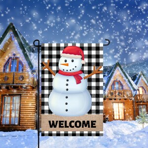 12x18 Garden Flag Sublimation Design, Welcome Winter Snowman , Digital Design, PNG