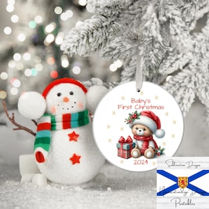 Baby&#39;s First Christmas 2024 Ornament Design, Round Ornament Sublimation PNG, Instant Digital Download, Personalized Baby Ornament Design
