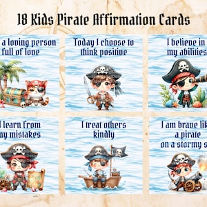 18 Kids Pirate Affirmation Cards Printable PDF | Positive Affirmations for Children | Daily Encouragement Cards | Kids Printable Cards