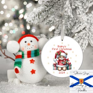 Baby&#39;s First Christmas 2024 Ornament Design, Round Ornament Sublimation PNG, Instant Digital Download, Personalized Baby Ornament Design
