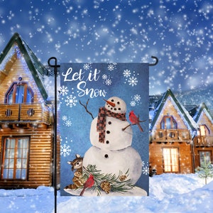 12x18 Garden Flag Sublimation Design, Snowman  Digital Design, PNG