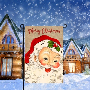 12x18 Garden Flag Sublimation Design, Merry Christmas Vintage Santa , Digital Design, PNG