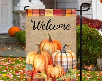 12x18 Garten Flagge Sublimation Design, Willkommen, Herbst Kürbisse, Herbst Garten Flagge, digitales Design, PNG