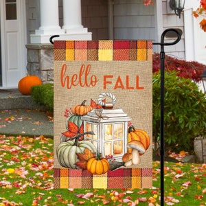 12x18 Garden Flag Sublimation Design, Fall Centerpiece,  Hello Fall, Digital Design, PNG