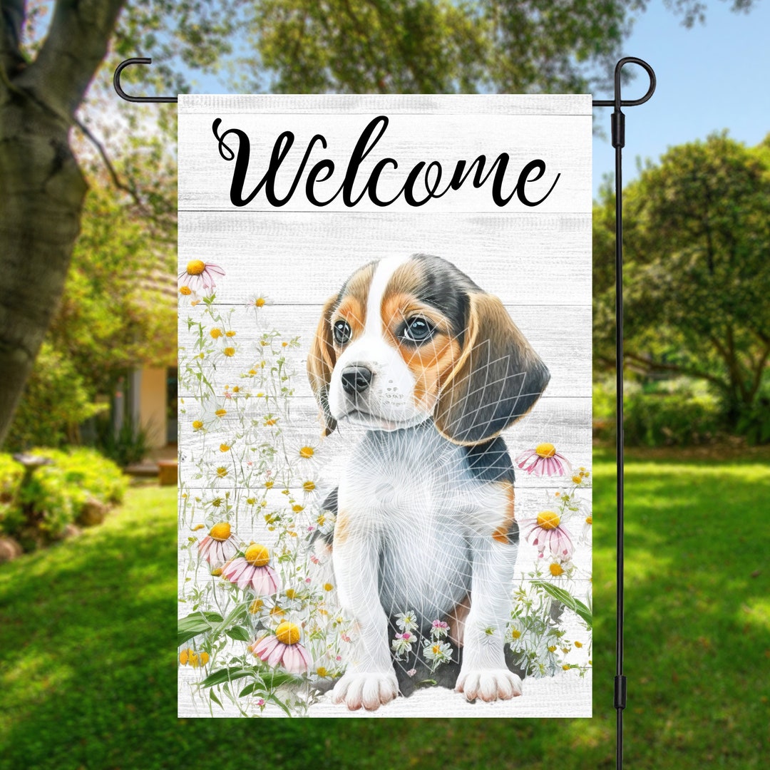 12x18 Garden Flag Sublimation Design, Beagle Dog, Welcome, Digital ...