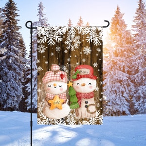12x18 Garden Flag Sublimation Design, Winter Snowmen, Digital Design, PNG