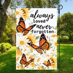 12x18 Garden Flag Sublimation Design, Memorial Flag, Flowers and Butterflies, Digital Design, PNG