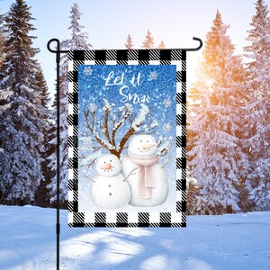 12x18 Garden Flag Sublimation Design, Winter Snowmen, Digital Design, PNG
