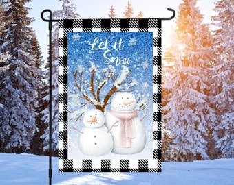 Bandiera Da Giardino Invernale Anley Welcome Con Pupazzo Di Neve E Uccellino – 18x12,5 Pollici
