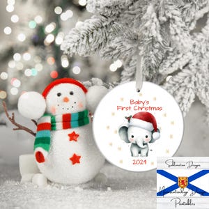 Baby&#39;s First Christmas 2024 Ornament Design, Round Ornament Sublimation PNG, Instant Digital Download, Personalized Baby Ornament Design