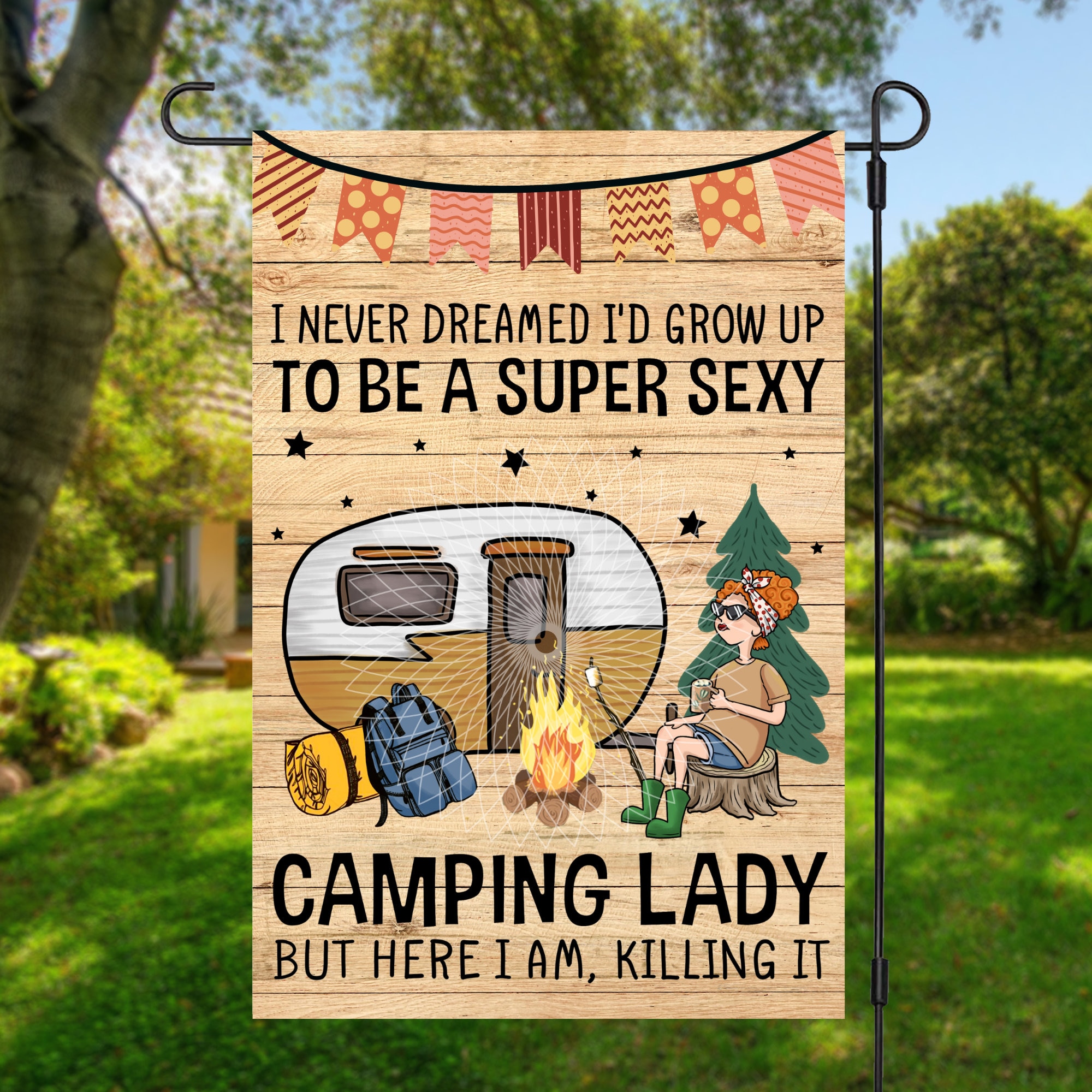 Feel Fan Fun Camping ポスター　サイン付　earthmix 12x18 Garden Flag Sublimation Design, Funny Camping , Digital