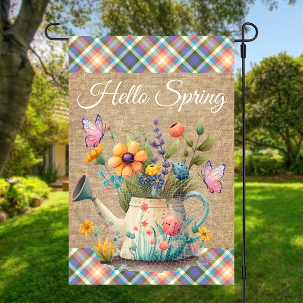 12x18 Garten Flagge Sublimation Design, Hello Spring, Digital Design, PNG