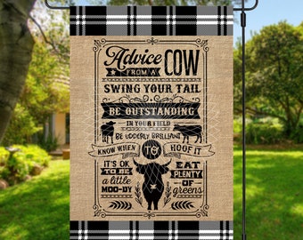 12x18 Garden Flag Sublimation Design, Advice From a Cow, Digital Design, PNG