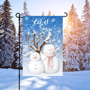 12x18 Garden Flag Sublimation Design, Winter Snowmen, Digital Design, PNG