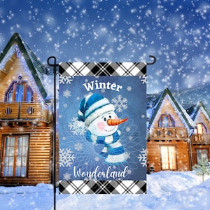 12x18 Garden Flag Sublimation Design, Winter Snowman, Digital Design, PNG