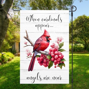 12x18 Garden Flag Sublimation Design, When Cardinals Appear, Memorial Garden Flag, Digital Design, PNG