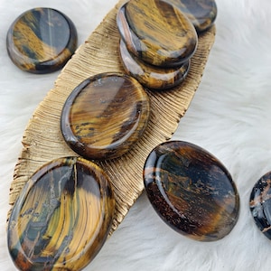 Tiger&#39;s Eye Worry Stone Palm Stone | Crystal