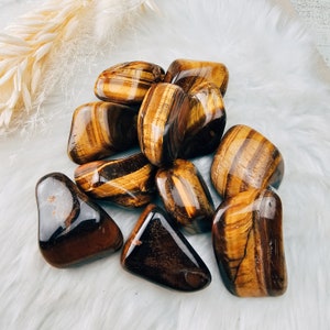 Tiger&#39;s Eye Large Tumbled Stone Tigers Eye Crystal Healing Stone  of Protection Yellow Tiger&#39;s Eye