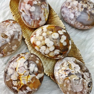 Flower Agate Palmstone Crystal Healing Tool Palmstone Flower Agate Crystal Meditation High Energy Metaphysical Flower Agate Home Decor