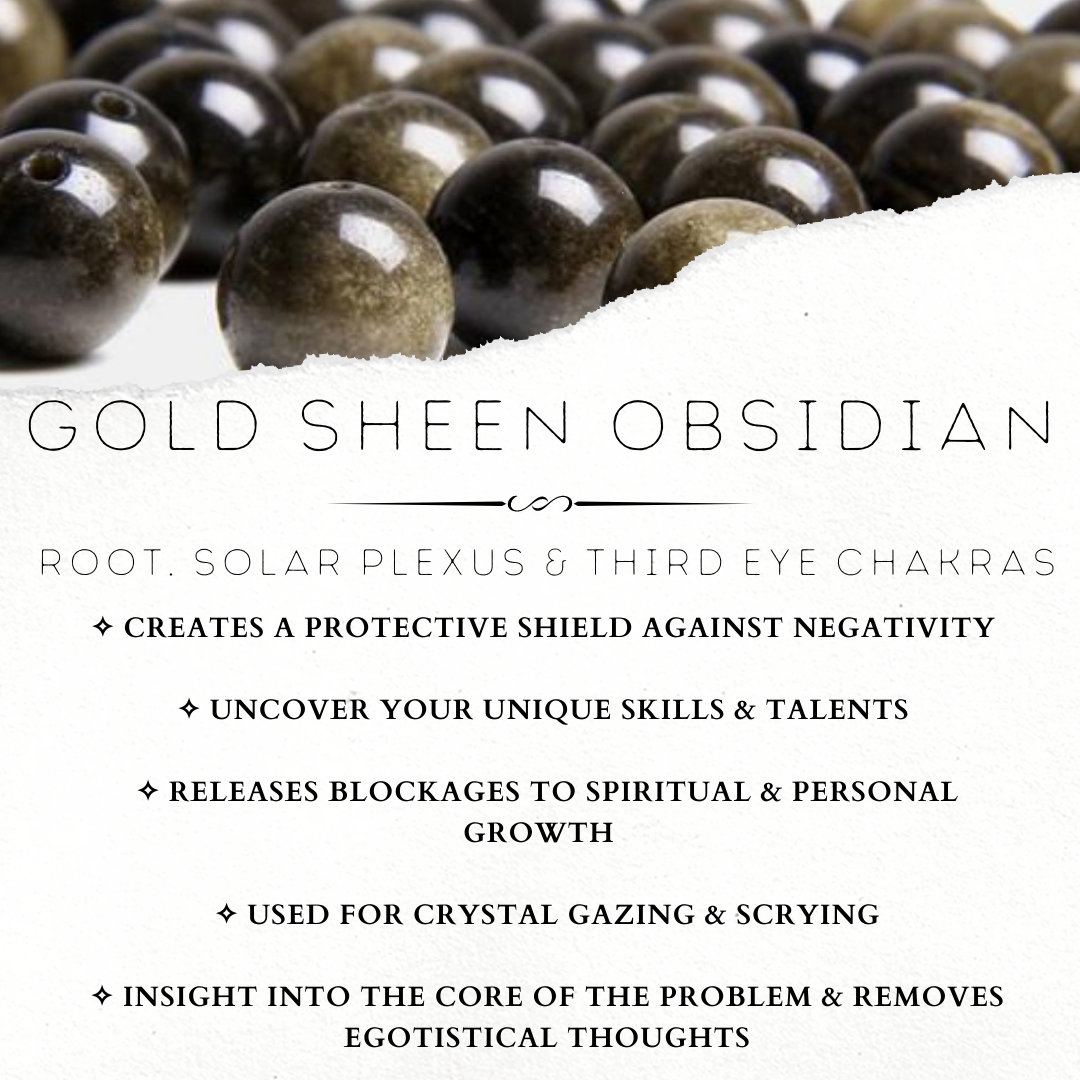 Gold Sheen Obsidian Palm Stone Black Crystal Gold Sheen Palm Stone