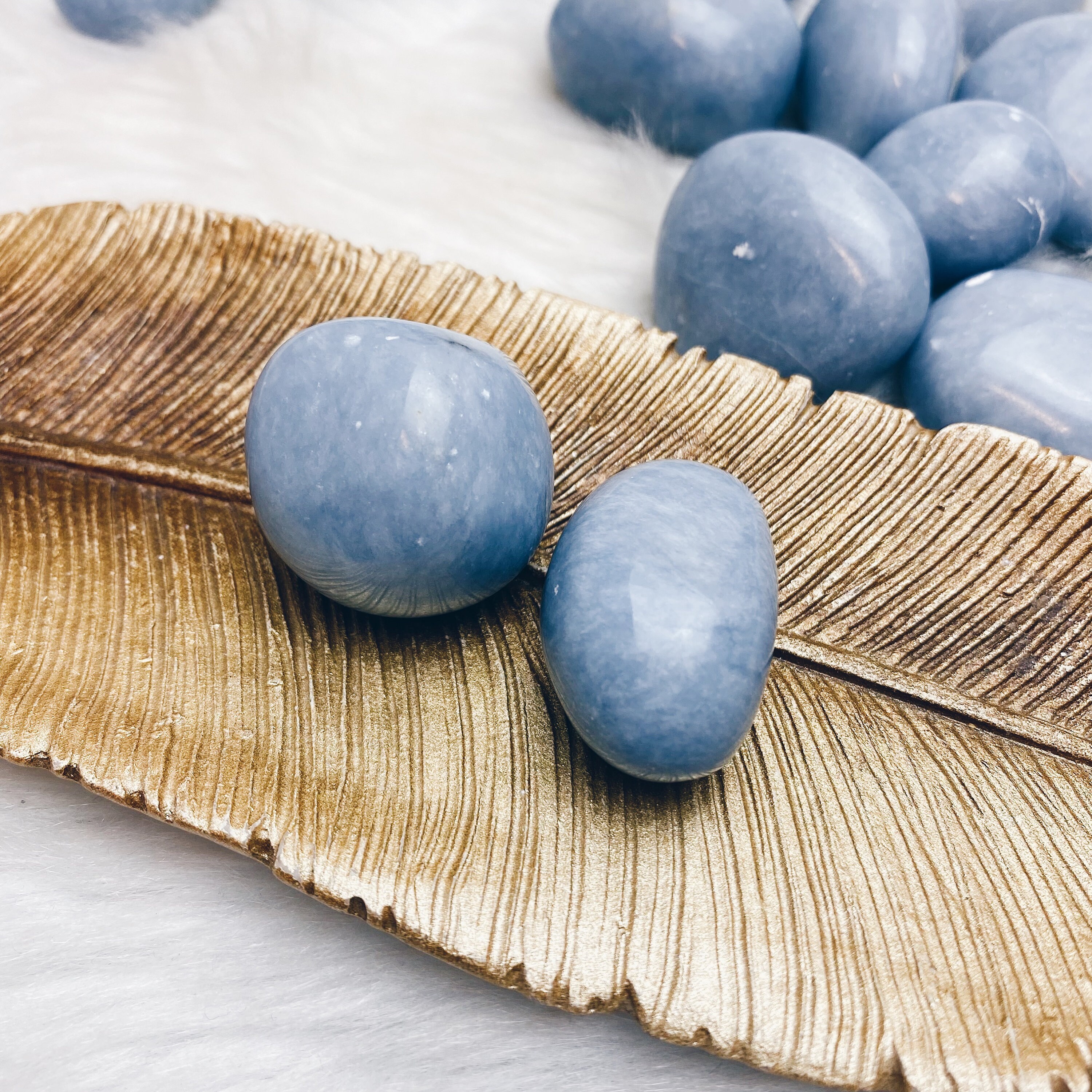 Angelite Tumbled Stone Blue Crystal Tumbles Angelite Meditation Tool ...