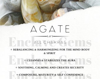 Printable Agate Crystal Information Card Crystal Meaning Cards Download PDF PNG Gemstone Properties Card Gemstone Information Downloadable