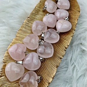 Rose Quartz Heart Necklace | Rose Quartz Heart Pendant | Rose Quartz Jewelry | Heart Chakra Necklace | Love, Heart, Pink