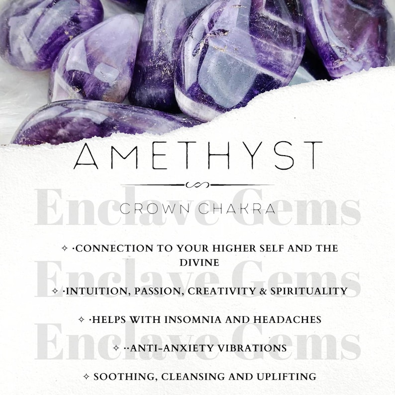 Printable Amethyst Crystal Information Card Crystal Meaning Cards Download PDF PNG Gemstone