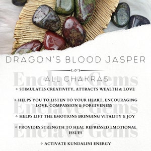 Dragones Sangre Jaspe Significado Tarjeta de información de cristal imprimible Tarjetas de significado de cristal Descargar PDF PNG Tarjeta de propiedades de piedras preciosas Piedra preciosa