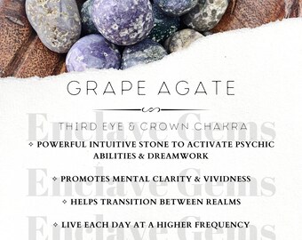 Printable Grape Agate Crystal Information Card Crystal Meaning Cards Download PDF PNG Gemstone Properties Card Gemstone Information Download