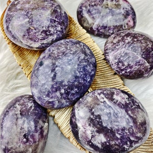 Gorgeous Lepidolite Palm Stone - Purple Stone