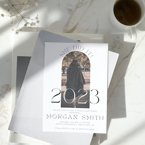 Minimalist Graduation Announcement | Graduation Party Invite Template | Printable Graduation Party Invite | Arch Photo Senior Grad Invite