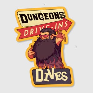 Senshi Dungeons Drive-Ins and Dives Sticker, 4 x 3&quot;