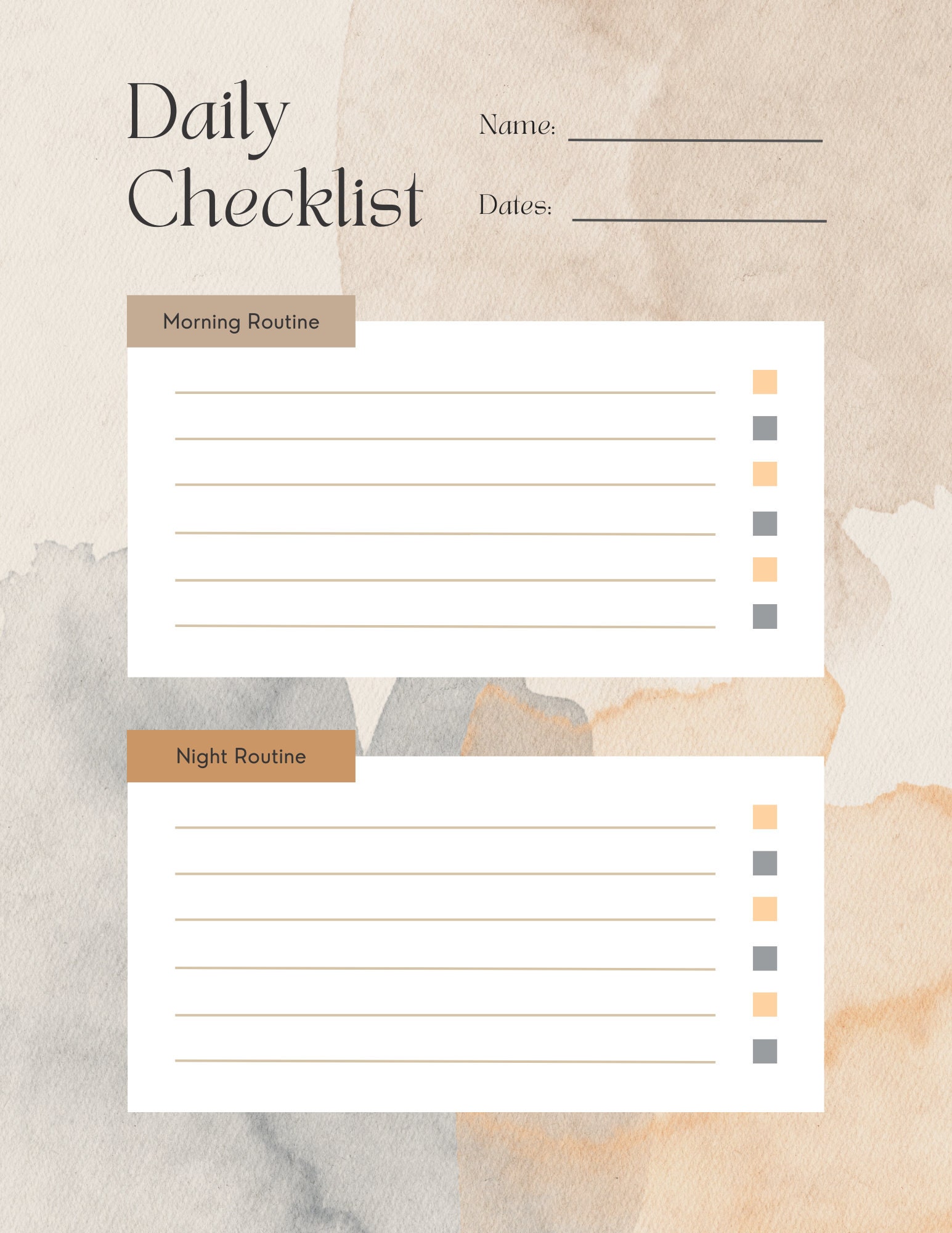 Personalized Checklist Example Personal Checklist (neutral) - Etsy