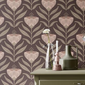Dark Moody Floral Wallpaper Peel and Stick Removable - Vintage Botanical Heritage Revival for Entryway, Office, Living Room image 1