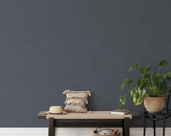 Dark Navy Blue Minimalist Wallpaper – Solid Color Removable Peel and Stick, Prepasted or Traditional Nonpasted