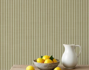 Wallpaper Peel and Stick Removable – Vintage French Country Cottage Sage Green Vertical Stripe –  Boys Nursery, Kids Room, Living Room Wall