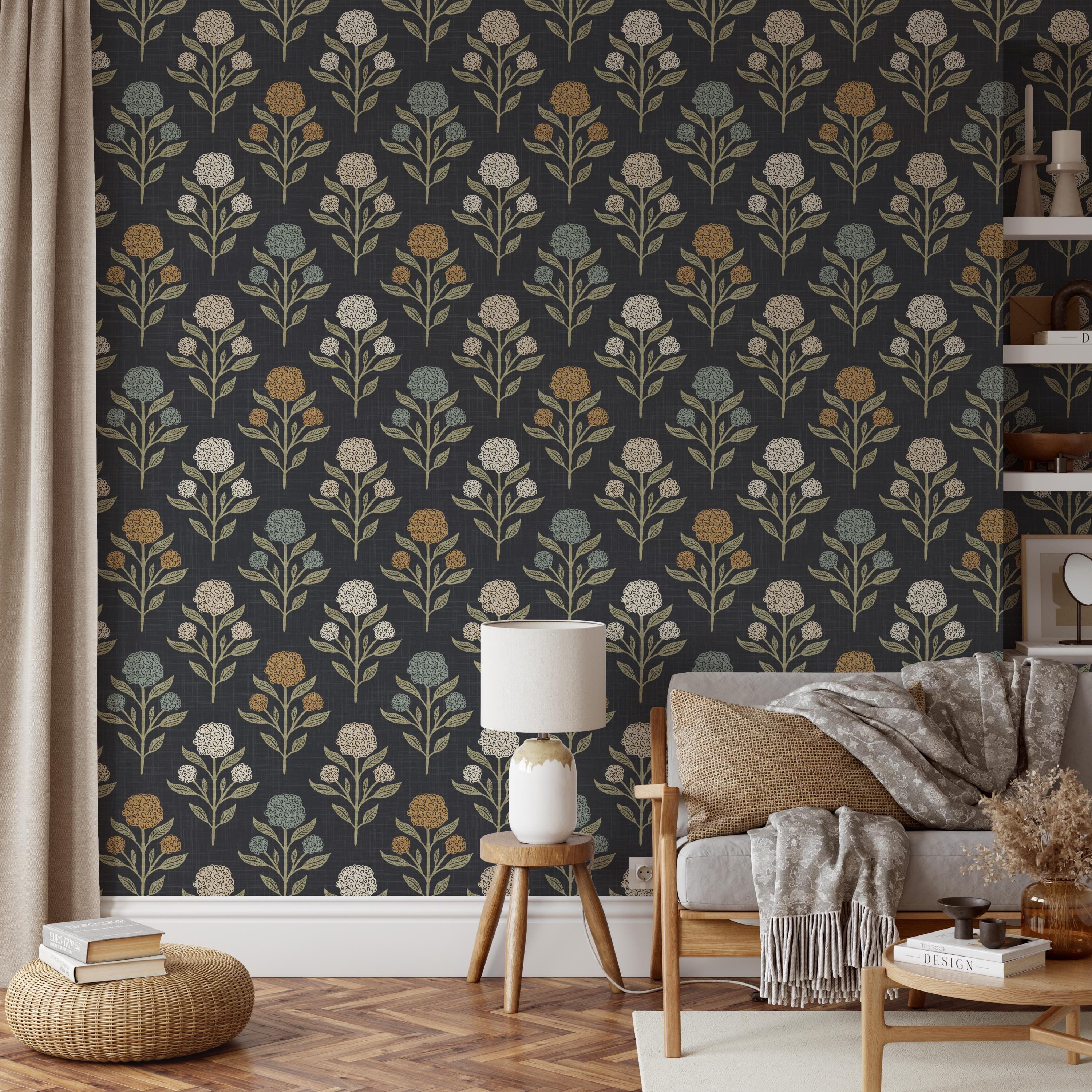 Moody Dark Floral Peel And Stick Wallpaper – 17.3" X 197" Vintage Botanical, Removable & Renter-Friendly For Bedroom, Bathroom, Cabinets
