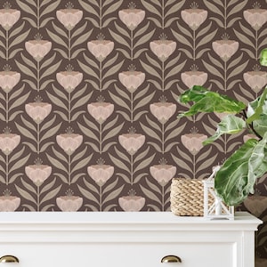 Dark Moody Floral Wallpaper Peel and Stick Removable - Vintage Botanical Heritage Revival for Entryway, Office, Living Room image 2