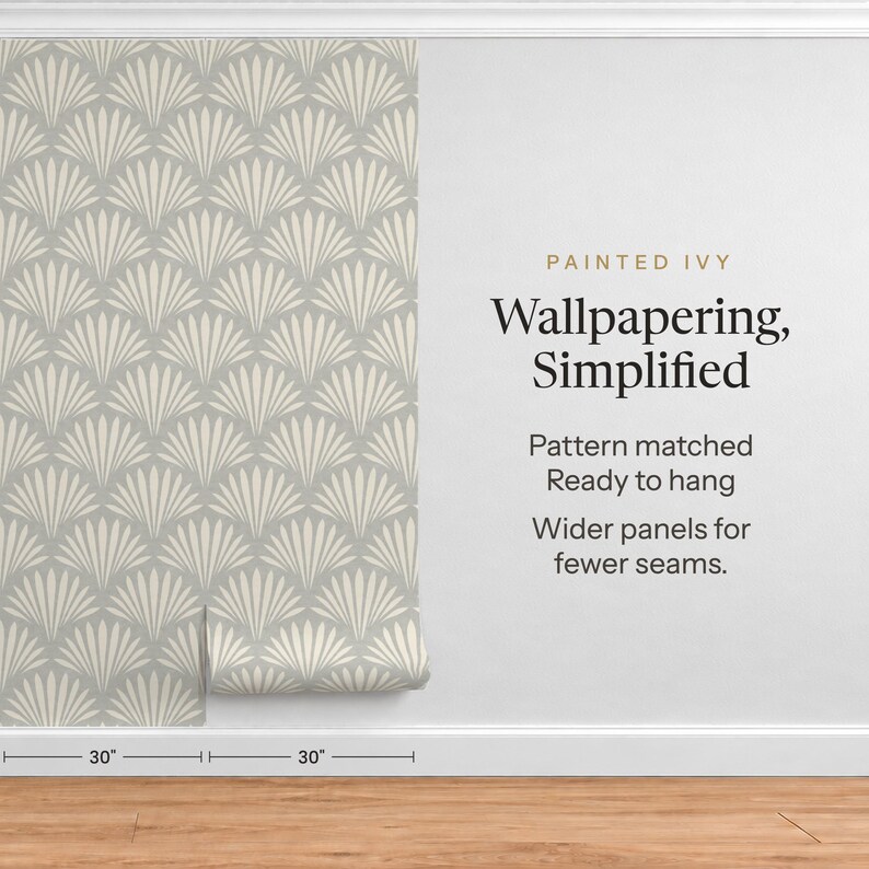 coastal shell neutral gray wallpaper in removable peel and stick, prepasted or traditional nonpasted for boho beach house decor.