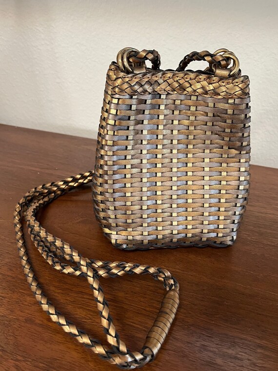 Vintage CEM Lined woven leather Small crossbody p… - image 10