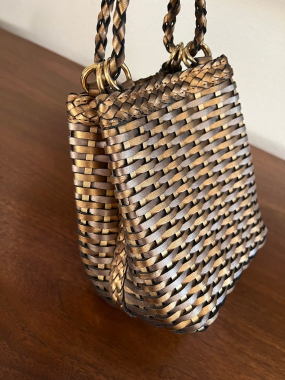 Vintage CEM Lined woven leather Small crossbody p… - image 3