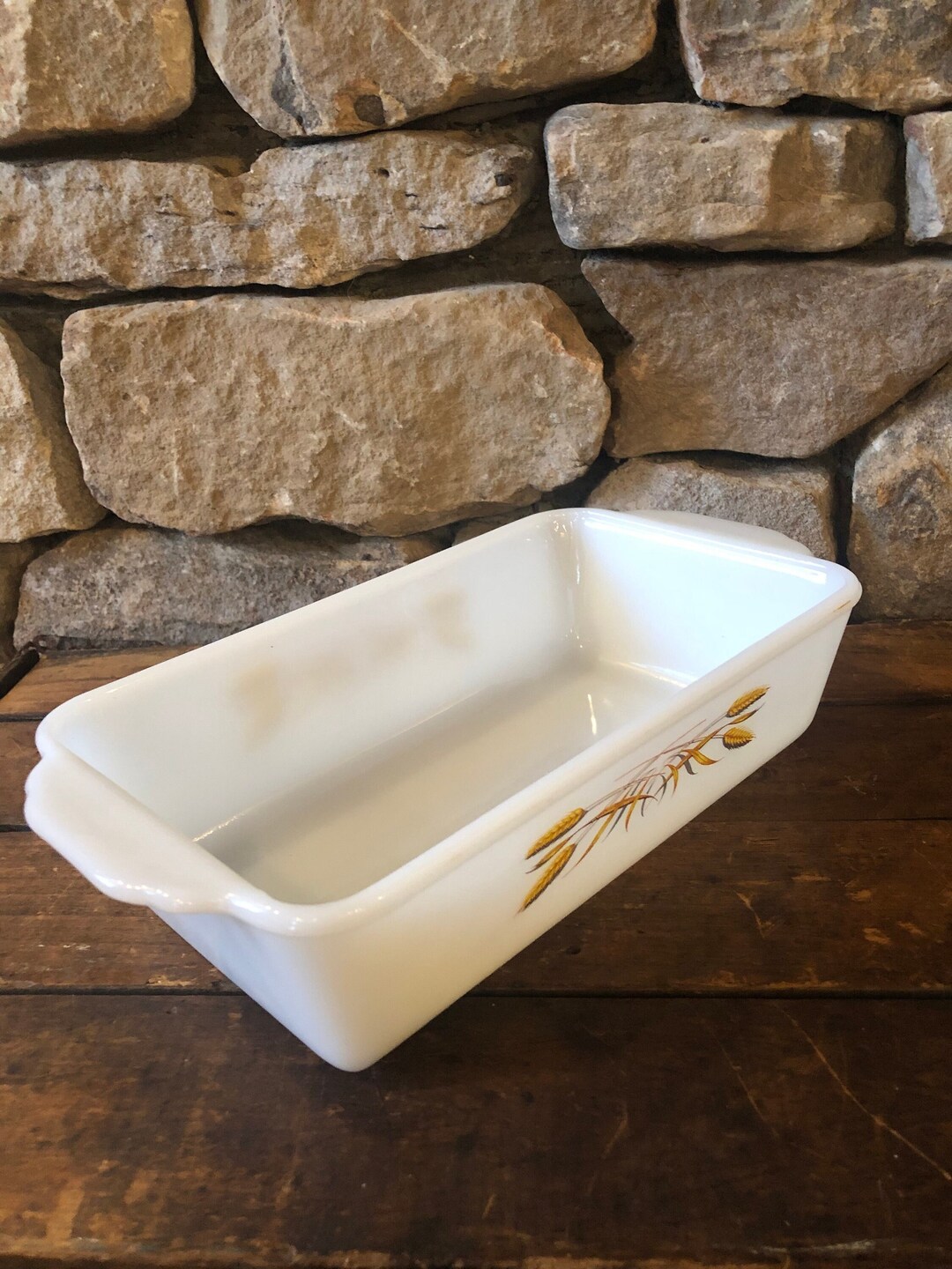 Fire King Loaf Pan in the Wheat Pattern Etsy