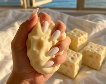 VIRAL Cheese Block Squishy Vaseline Filled No Rebound Shapeable Moldable Stress Toy Fidget
