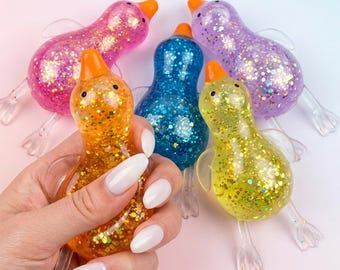 VIRALE Glitter Maltose Duck Squishy Stress Ball Kawaii Sensory Fidget Collectible