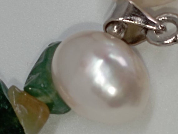 Necklace made of natural stone, pearls and mother… - image 4