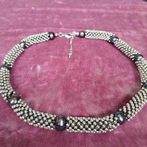 Vintage Statement Necklace with Large Dark Pearls - Heavy, Elegant and Full of Character