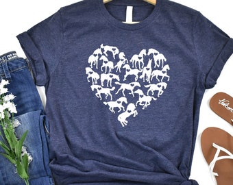 Horse Heart Shirt, Horse Lover Tee, Horses Heart T-Shirt, Horse Lover Gift, Horse Silhouette Shirt, Equestrian Tee, Gift For Horse Owner