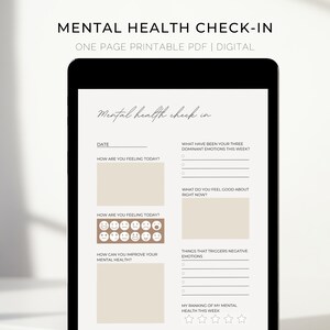 Registro de salud mental imprimible, registro diario, cómo te sientes, cómo está tu salud, cómo están tus emociones, A4/A5/Carta/PDF