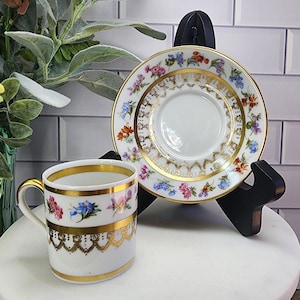 Vintage RKW Bavaria Marque Déposeé Deutsche Porzellan Mokkatasse & Untertassen Set Rudolf Wächter Kirchenlamitz Porzellan Geschenk Espresso Liebhaber